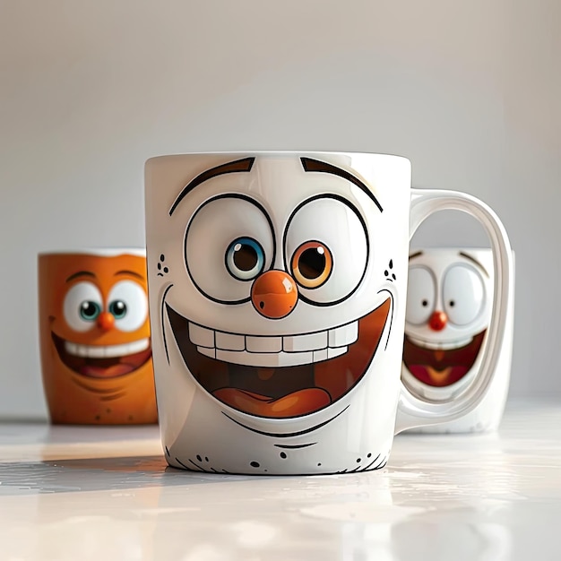 Photo a mug with a cartoon character on it captured beautifully