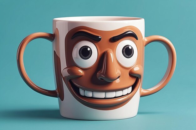 Photo a mug with a cartoon face that saysim a coffee