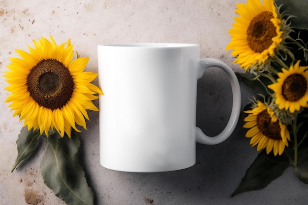 A mug with a sunflower on it