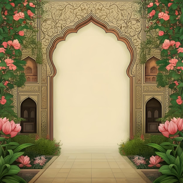 Mughal arch frame with garden plant