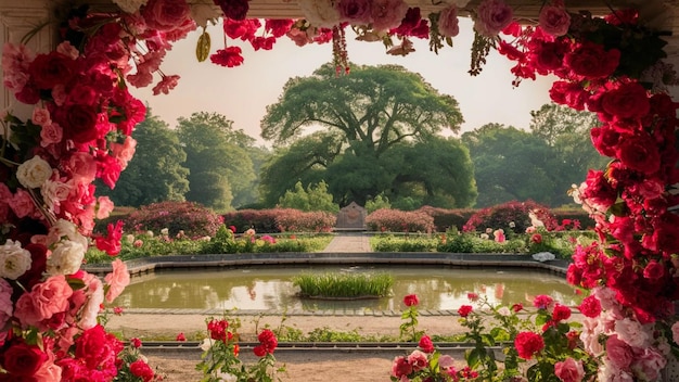 Mughal garden Frame with beautiful scene