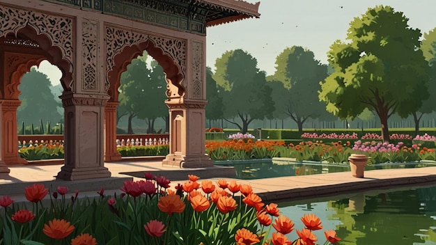 Photo mughal garden illustration mughal garden illustration