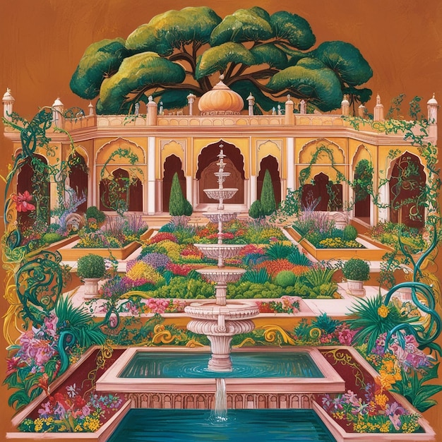 Photo mughal garden illustration mughal garden illustration