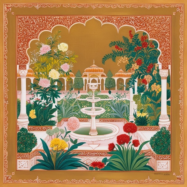 Photo mughal garden illustration mughal garden illustration