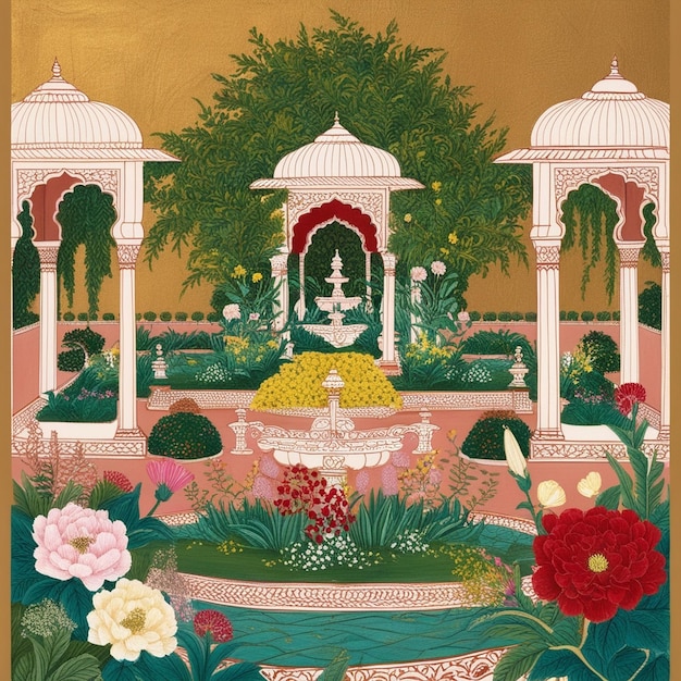 Photo mughal garden illustration mughal garden illustration