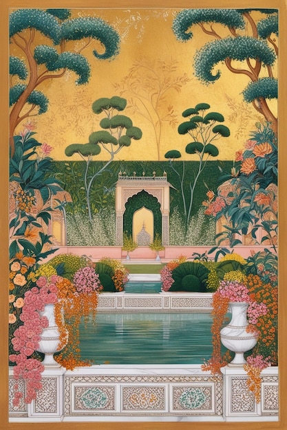 Photo mughal garden illustration mughal garden illustration