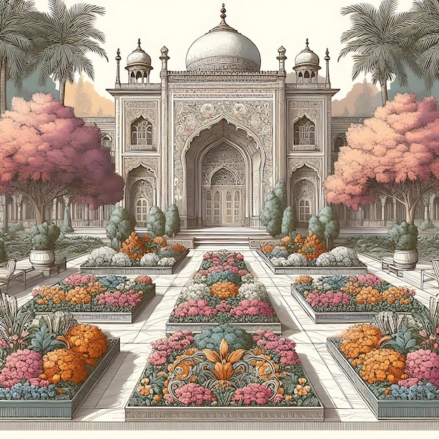 Photo mughal garden illustration