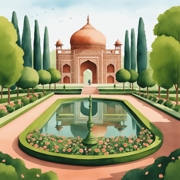 Photo mughal garden illustration