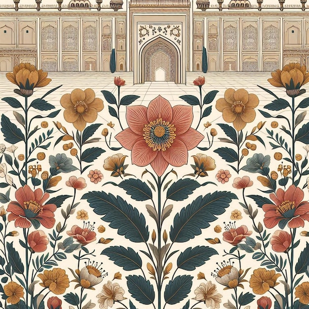 Mughal Garden illustrationMughal Garden elements collection