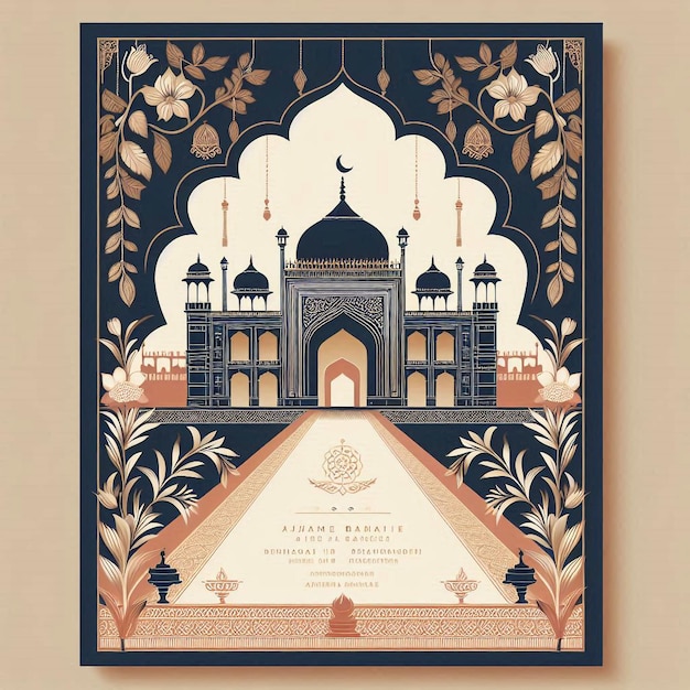 Mughal Garden illustrationMughal Garden elements collectionMughal Garden wedding invitation