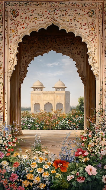 Mughal Garden illustrationMughal Garden elements collectionMughal Garden wedding invitationMughal