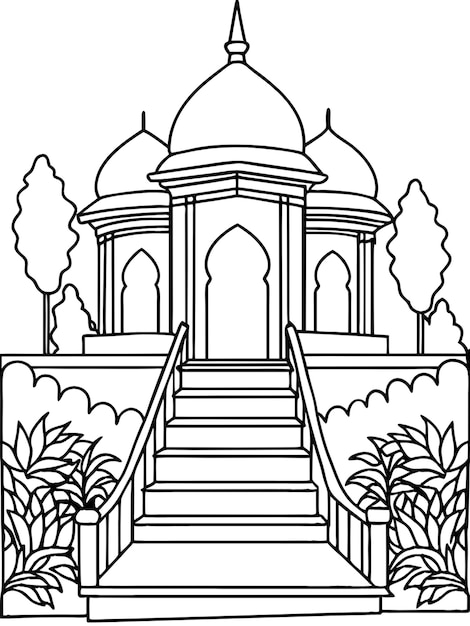 Photo mughal garden scene coloring pages