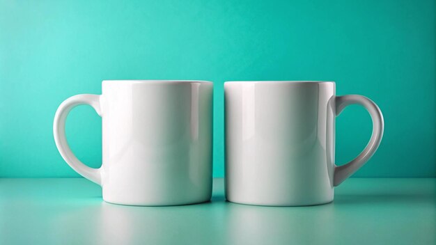 Photo mugs mockup design on gradient background