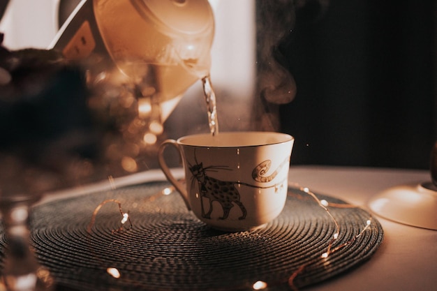 Mugs of tea in the kitchen