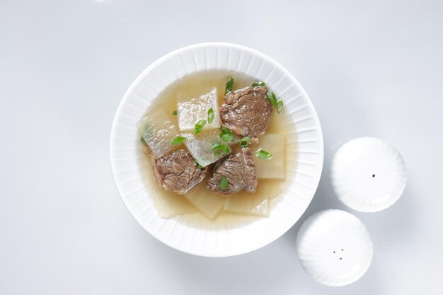 Muguk or Seogogi Muguk is Korean beef and radish soup.