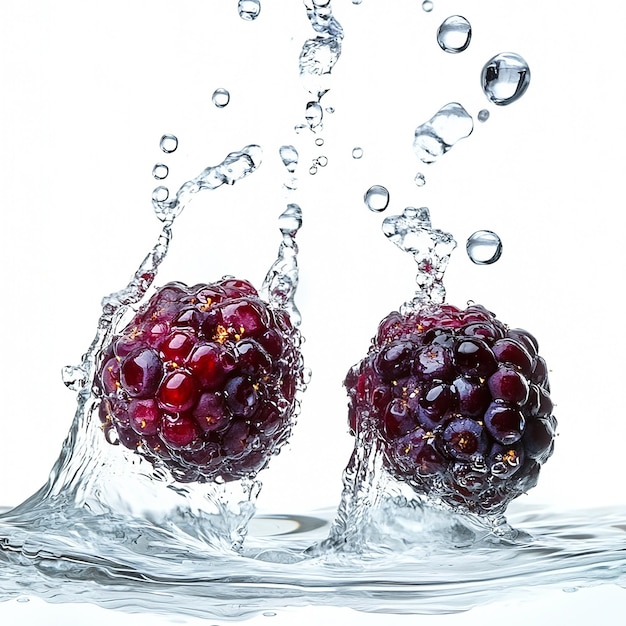 Photo mulberries with water drop isolated on white background