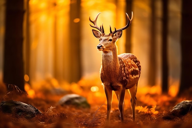 Mule Deer in the Golden Light of the Forest