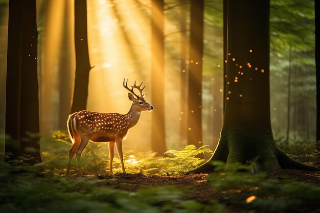 Mule Deer in the Golden Light of the Forest