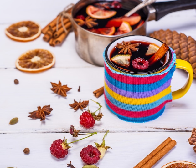 Mulled wine in a cup 