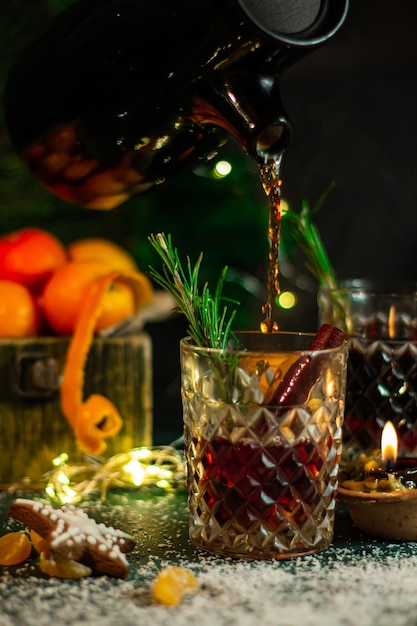 Mulled wine New Year Christmas background