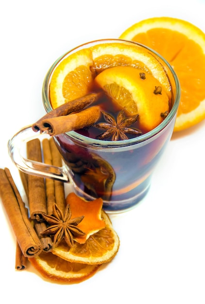 Mulled wine Selective focus Food and drink