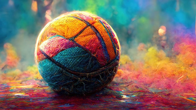 Multi Color Basketball Ball Digital Art Illustration Painting Hyper Realistic Concept Art