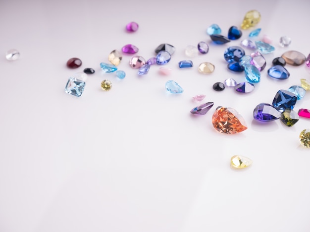 Multi Color of gemstone or gems on black shine table