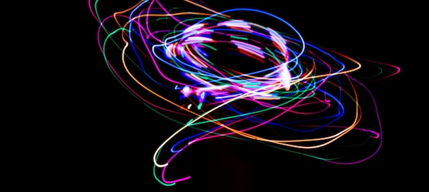 Multi-color light painting photography, colorful images of light at night