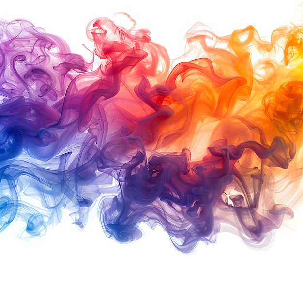 Multi Color smoke Explosion on white background