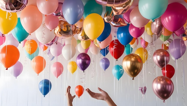 Photo multi colored balloons bring joy to celebration generated by ai