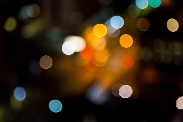 Multi colored Christmas and street Bokeh fairy lights