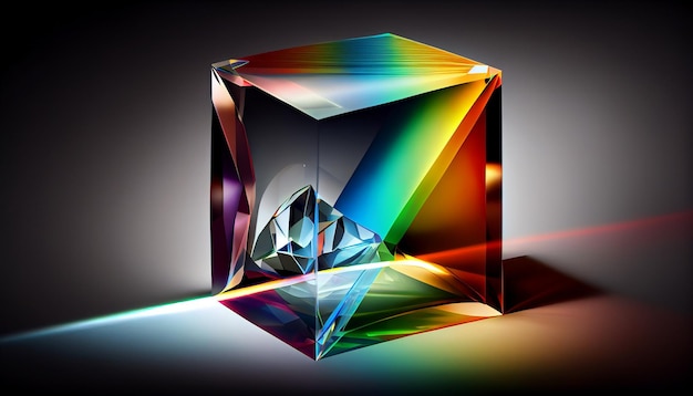 Multi colored gems shine bright in diamond shape generated by AI