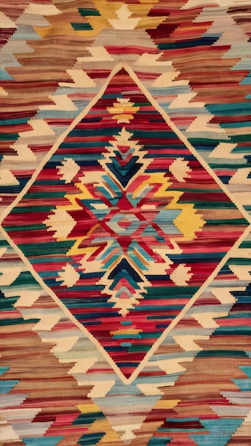 Multi colored kilim tapestry woven wool decoration generated by