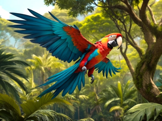 multi colored macaw intropical forest