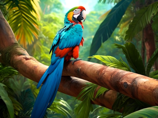 multi colored macaw intropical forest