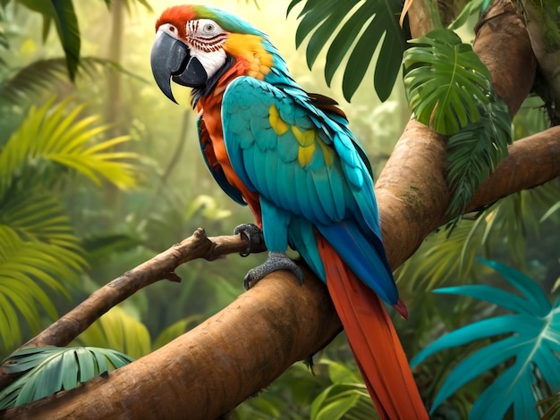 multi colored macaw intropical forest