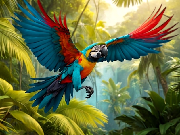 multi colored macaw intropical forest