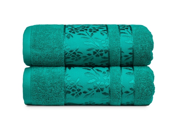 multi-colored Terry cotton bath towels, isolate on a white background