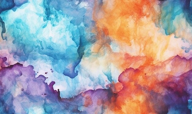 Multi colored watercolor seameless pattern Texture of spreading out paint For banner postcard book illustration Created with generative AI tools