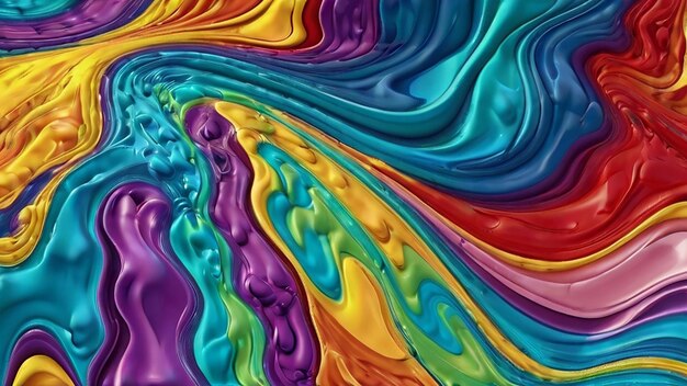 Photo multi colored wave pattern backdrop with flowing liquid generated