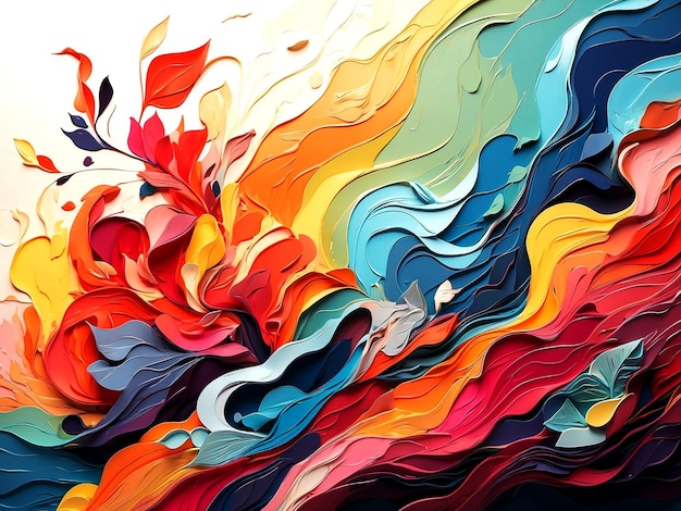 Multi colors flow in abstract wave pattern generated by ai