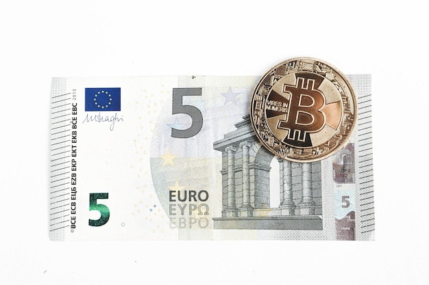 Multi Euro Dolar cash and coin Different type of new generation banknotes bitcoin turkish lira