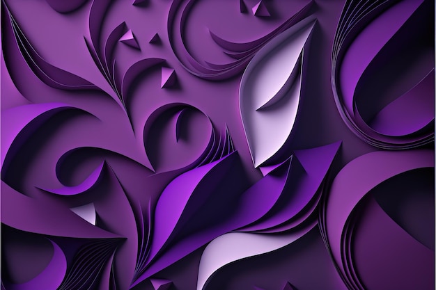 Multi layers purple color texture 3D papercut background Ai generative illusration