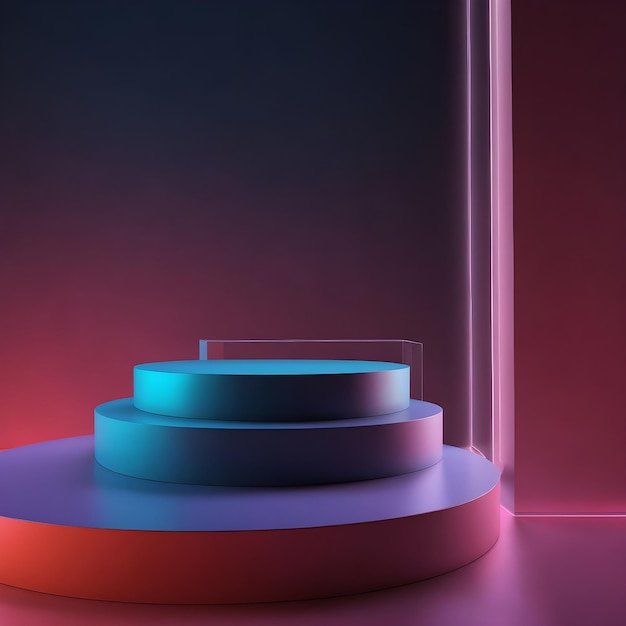 multi neon podium for product presentation