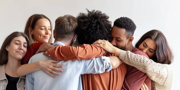 Multi racial group of people standing together