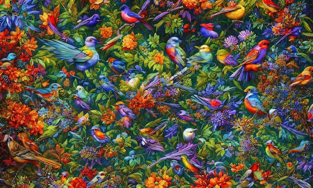 Multicolor abstract birds