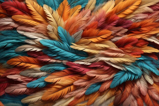 Multicolor Feather Background Colorful Feather Wallpaper Rainbow Feathers Background Colorful Fluffy Feather Texture Feather Pattern Feather Texture Fur Texture AI Generative