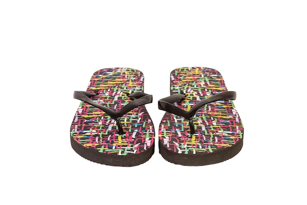 Multicolor flip flops isolated on a white background