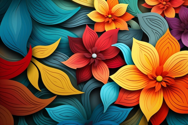 Multicolor flowers background design