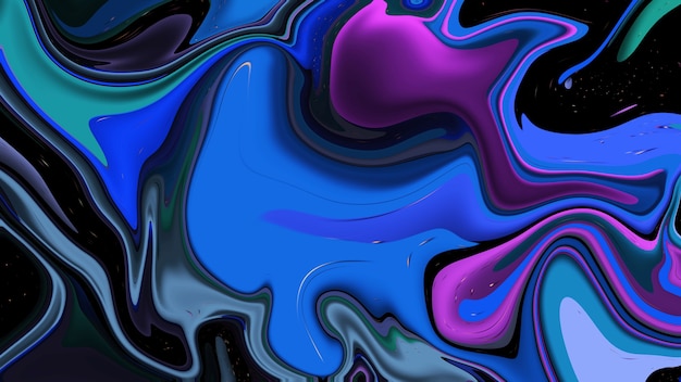 Multicolor fluid on 3D curve Psychedelic colored background Modern abstract design